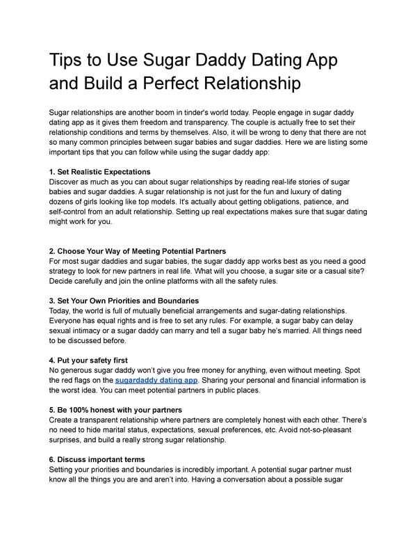 Tips to Use Sugar Daddy Dating App and Build a Perfect Relationship - Page 1