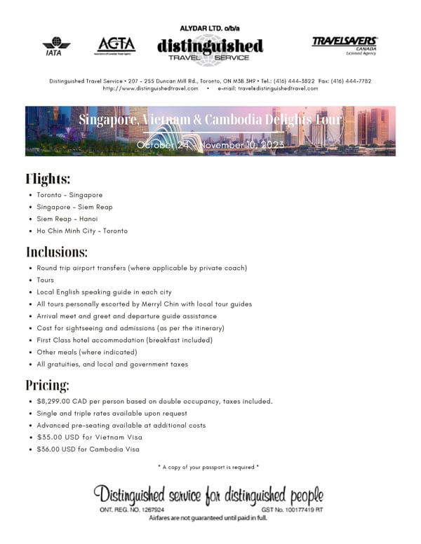 Distinguished Travel Service: Singapore, Vietnam & Cambodia Delights Tour - Page 2