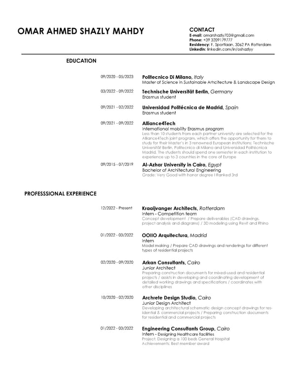 Omar Mahdy Portfolio I MA. Sustainable Architecture and Landscape Design - Politecnico di Milano - Page 4