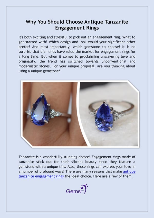 Why You Should Choose Antique Tanzanite Engagement Rings - Page 1