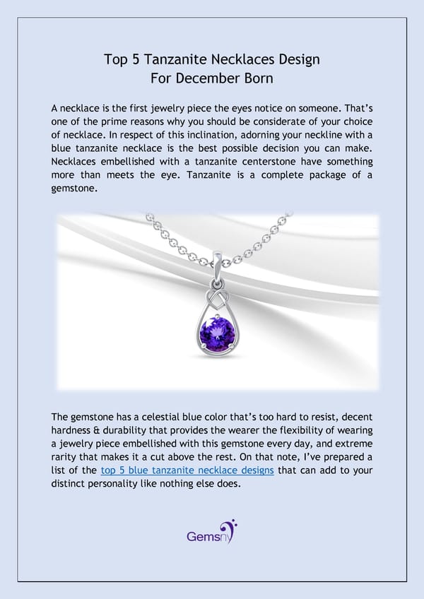 Top 5 Tanzanite Necklaces Design for December Born - Page 1