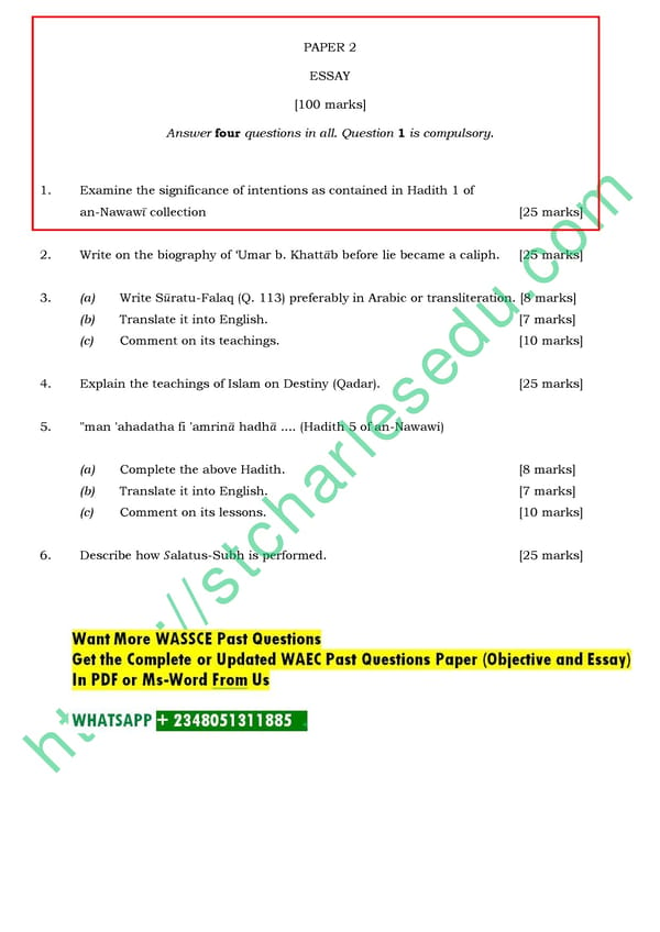 WAEC Islamic Studies Past Questions and Answers - Page 6