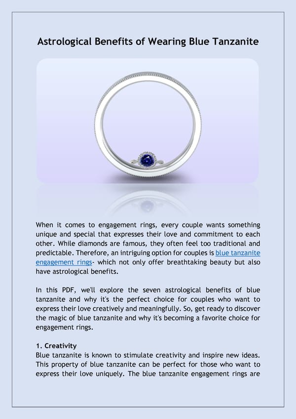 Benefits of Wearing Blue Tanzanite Gemstone - Page 1