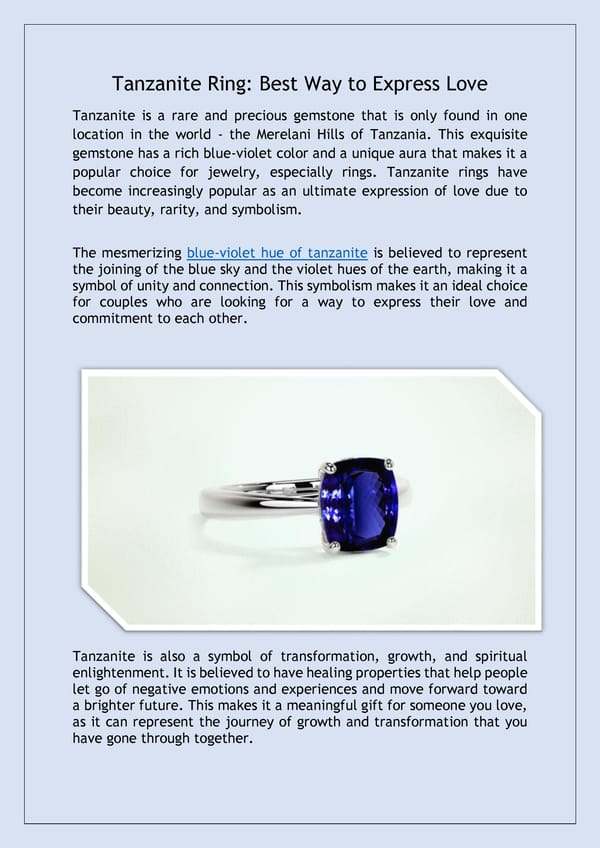 Tanzanite Ring Symbolism of True Love - Page 1