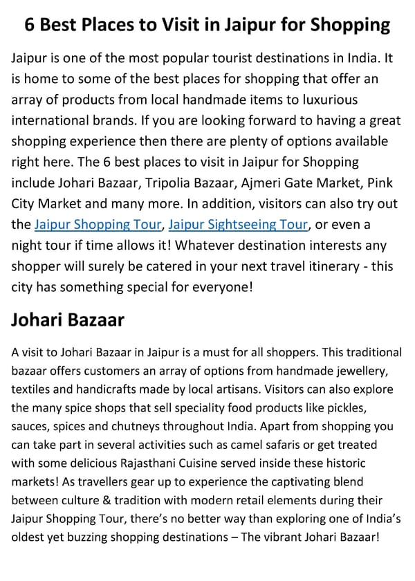 6 Best Places to Visit in Jaipur for Shopping - Page 2