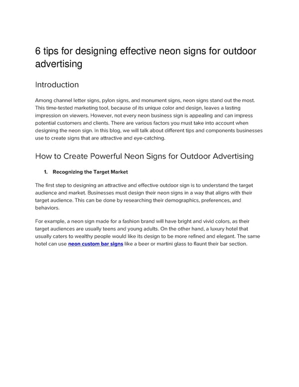 6 tips for designing effective neon signs for outdoor advertising - Page 1