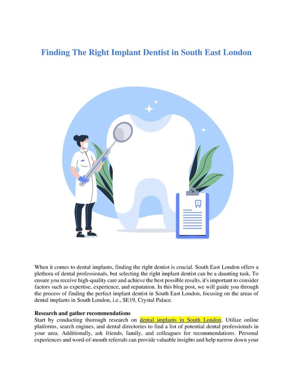 Finding The Right Implant Dentist in South East London - Page 1