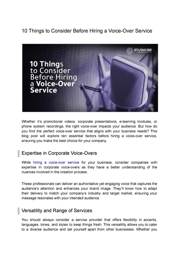 10 Things to Consider Before Hiring a Voice-Over Service - Page 1