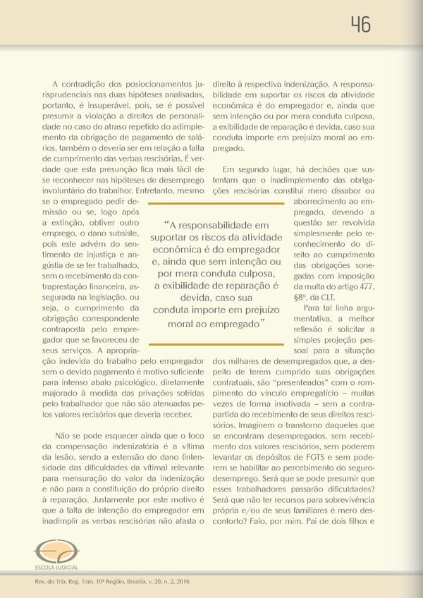 Revista do TRT 10 V. 20 n. 2 2016 - Page 46