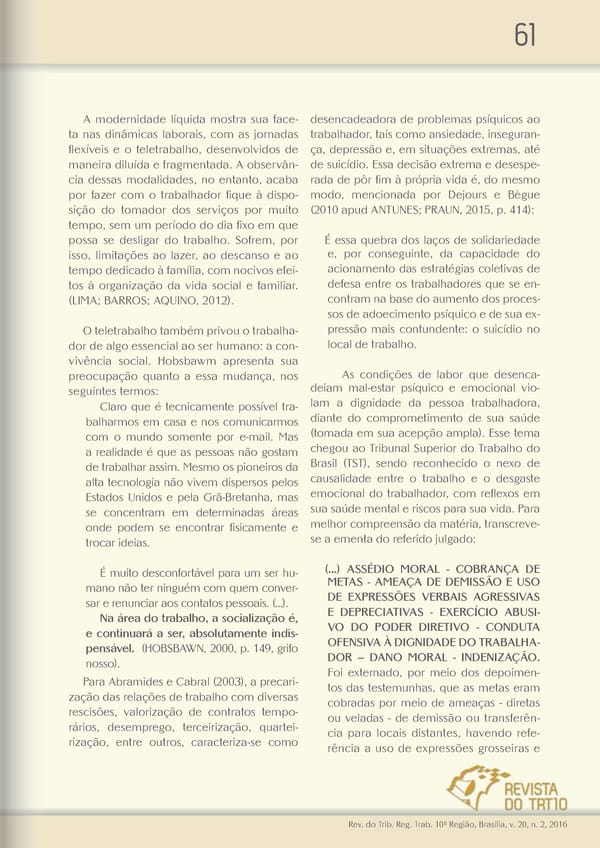 Revista do TRT 10 V. 20 n. 2 2016 - Page 61