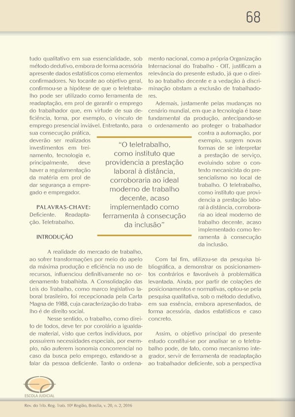 Revista do TRT 10 V. 20 n. 2 2016 - Page 68