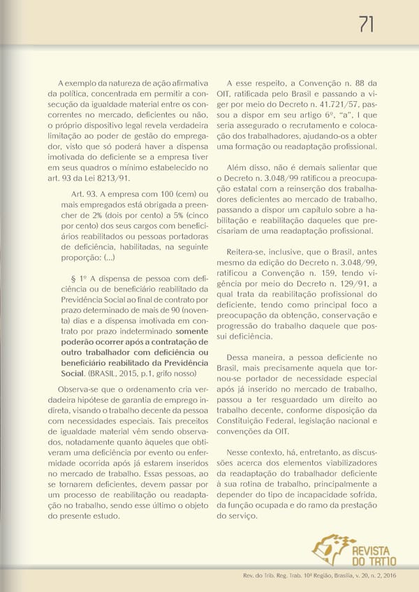 Revista do TRT 10 V. 20 n. 2 2016 - Page 71