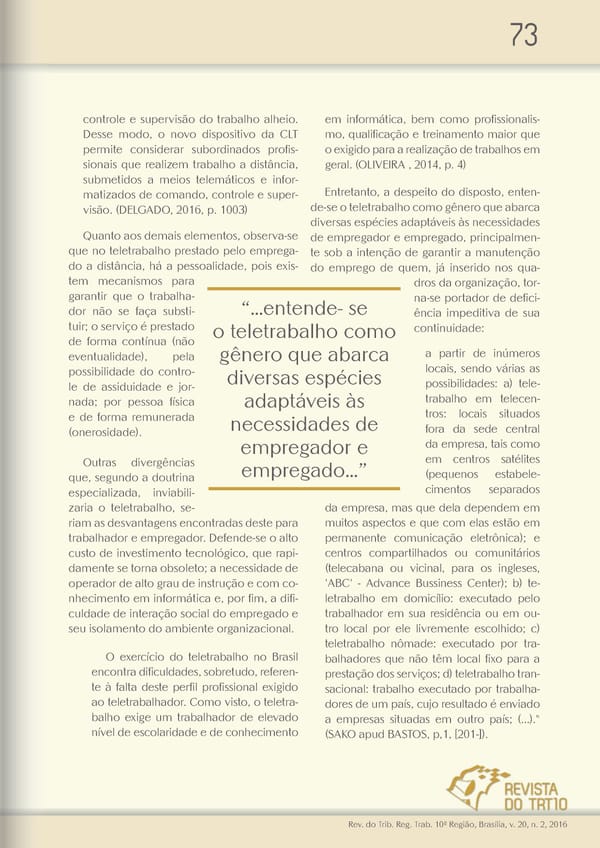 Revista do TRT 10 V. 20 n. 2 2016 - Page 73