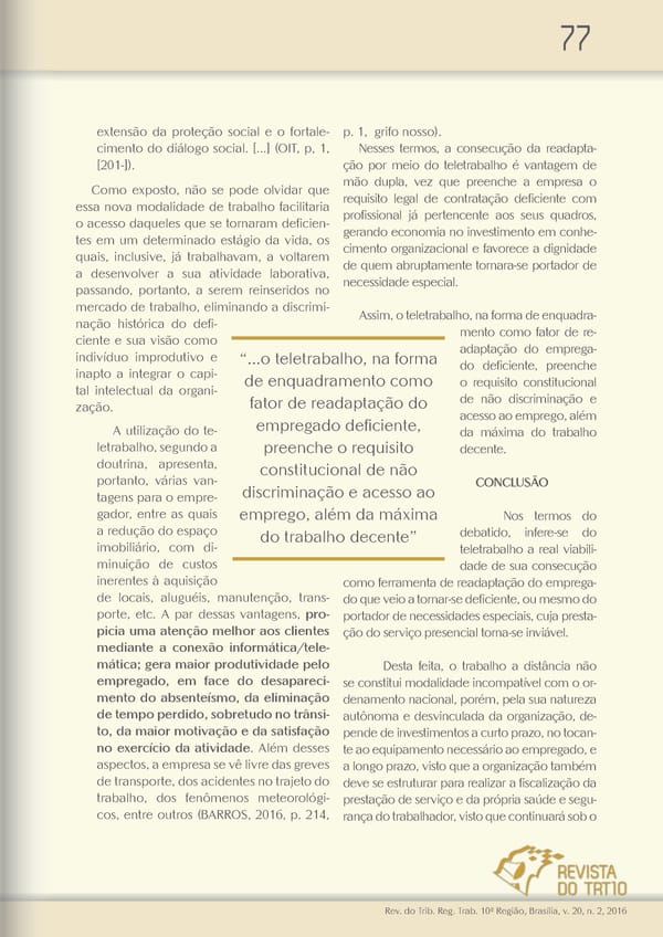 Revista do TRT 10 V. 20 n. 2 2016 - Page 77