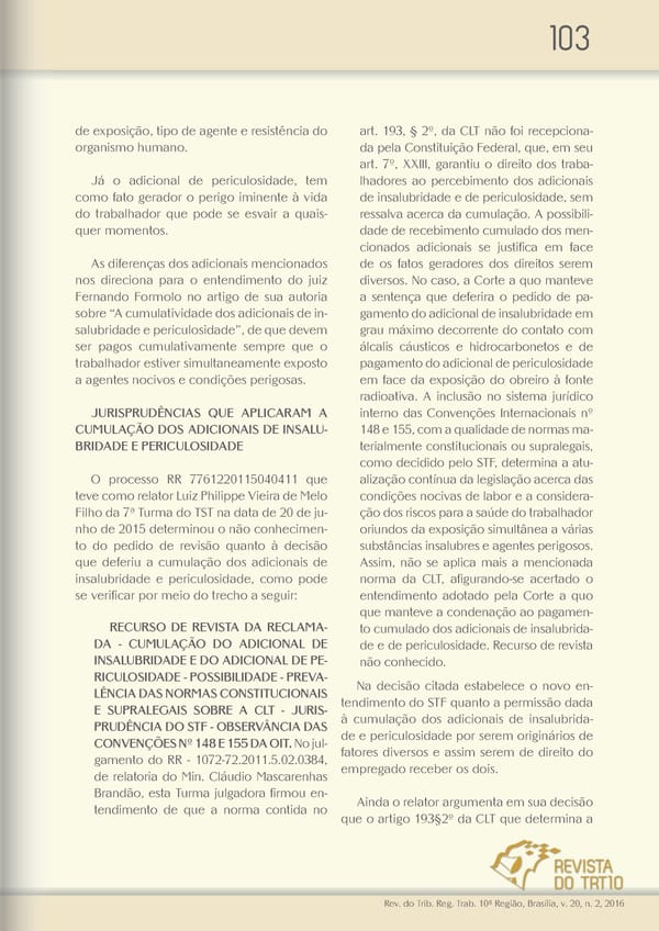 Revista do TRT 10 V. 20 n. 2 2016 - Page 103