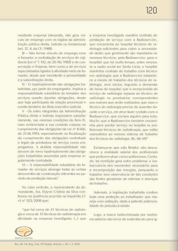 Revista do TRT 10 V. 20 n. 2 2016 - Page 120