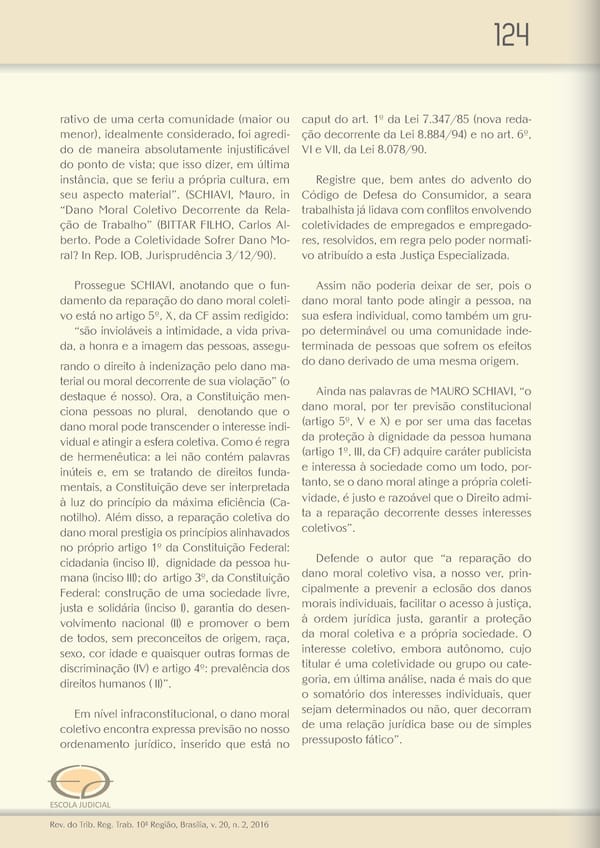 Revista do TRT 10 V. 20 n. 2 2016 - Page 124