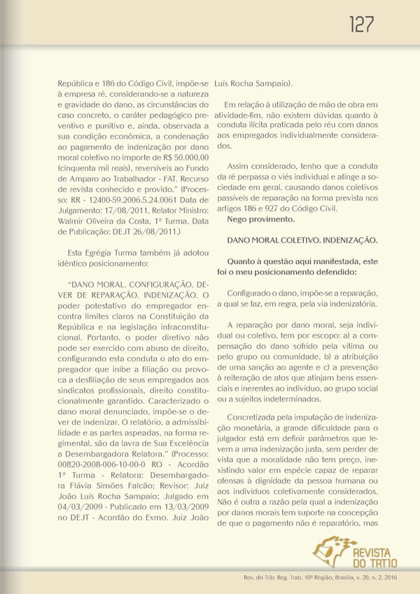 Revista do TRT 10 V. 20 n. 2 2016 - Page 127