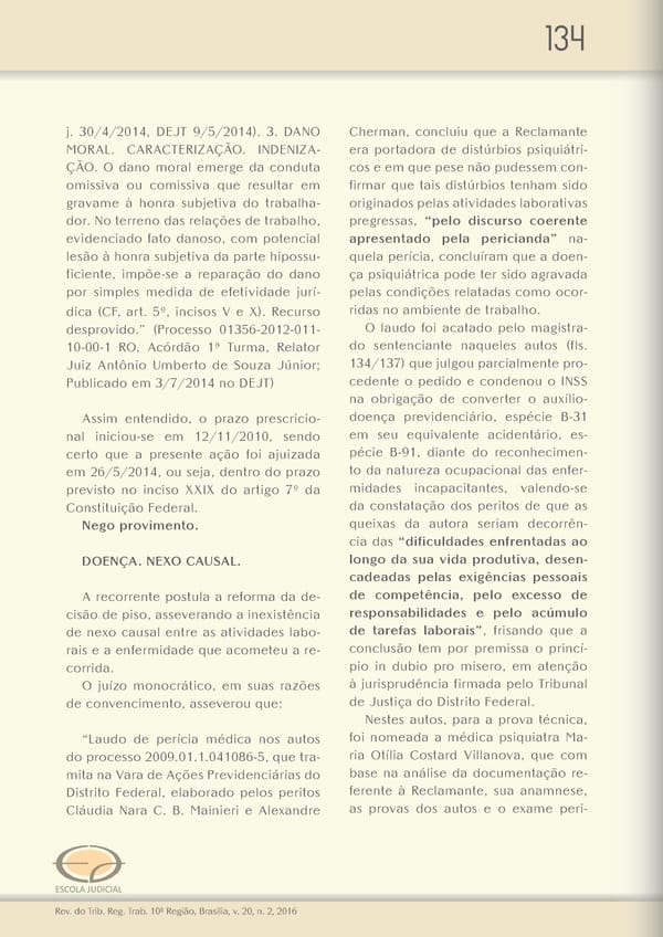 Revista do TRT 10 V. 20 n. 2 2016 - Page 134