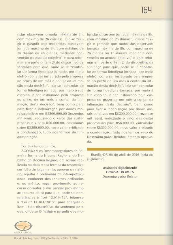 Revista do TRT 10 V. 20 n. 2 2016 - Page 164