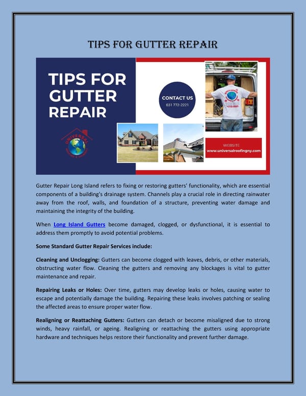 Tips for Gutter Repair - Page 1