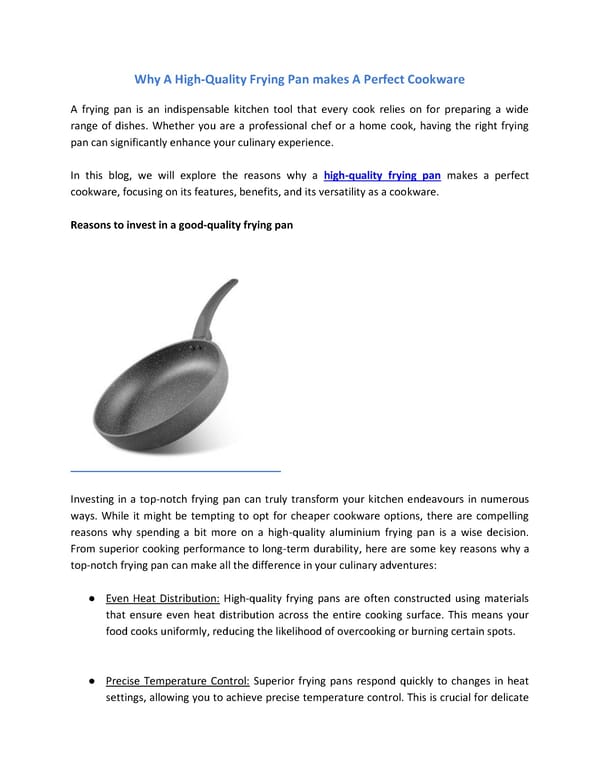 Why A High Quality Frying Pan makes A Perfect Cookware - Page 1