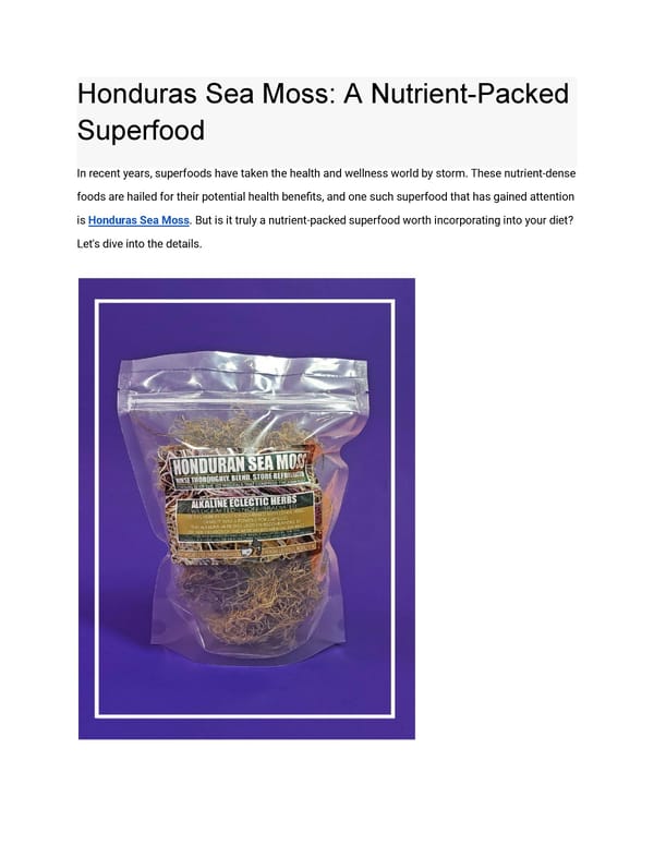 Honduras Sea Moss  A Nutrient Packed Superfood - Page 1