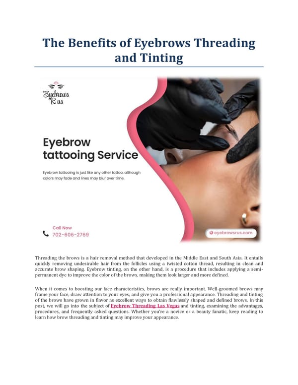 The Benefits of Eyebrows Threading and Tinting - Page 1