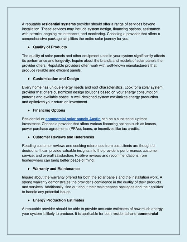 Top Tips to Choose the Best Solar Power Residential Systems Provider - Page 2