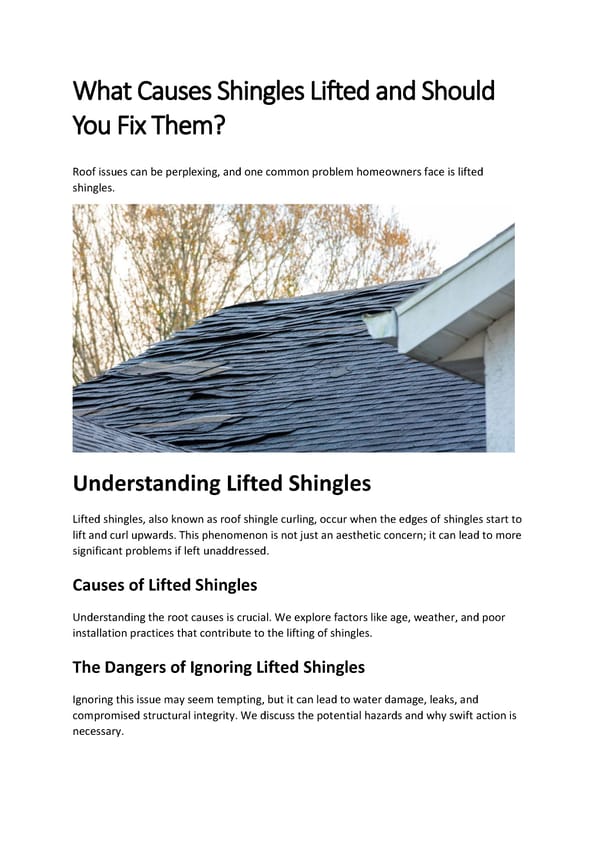 What Causes Shingles Lifted and Should You Fix Them - Page 1