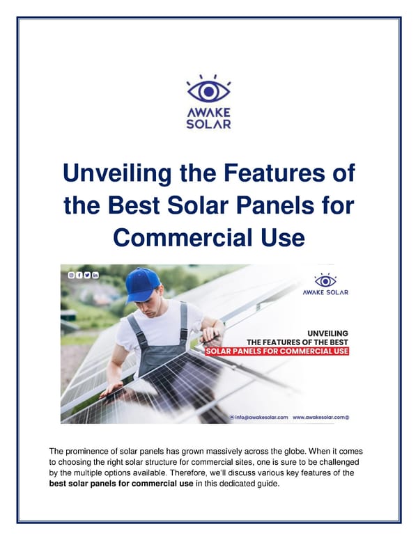 Unveiling the Features of the Best Solar Panels for Commercial Use - Page 1