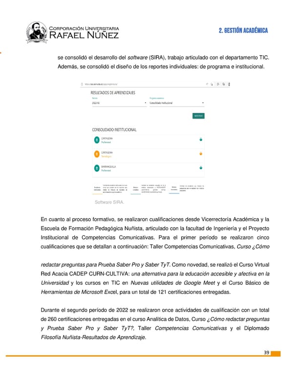 INFORME DE GESTION CURN 2022 - Page 40