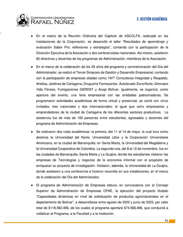 INFORME DE GESTION CURN 2022 - Page 42