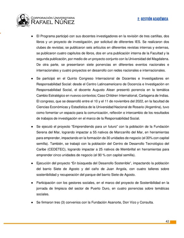 INFORME DE GESTION CURN 2022 - Page 43