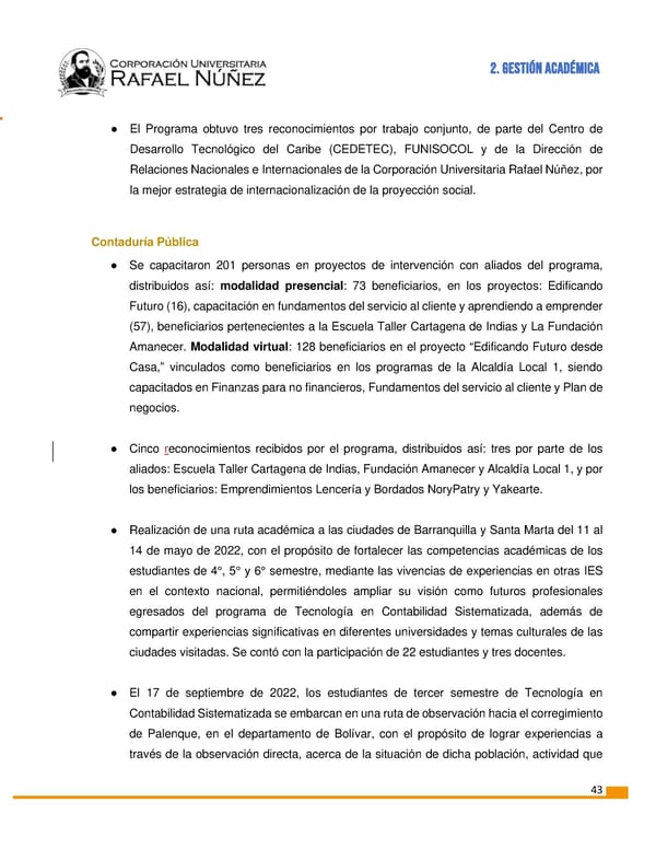 INFORME DE GESTION CURN 2022 - Page 44