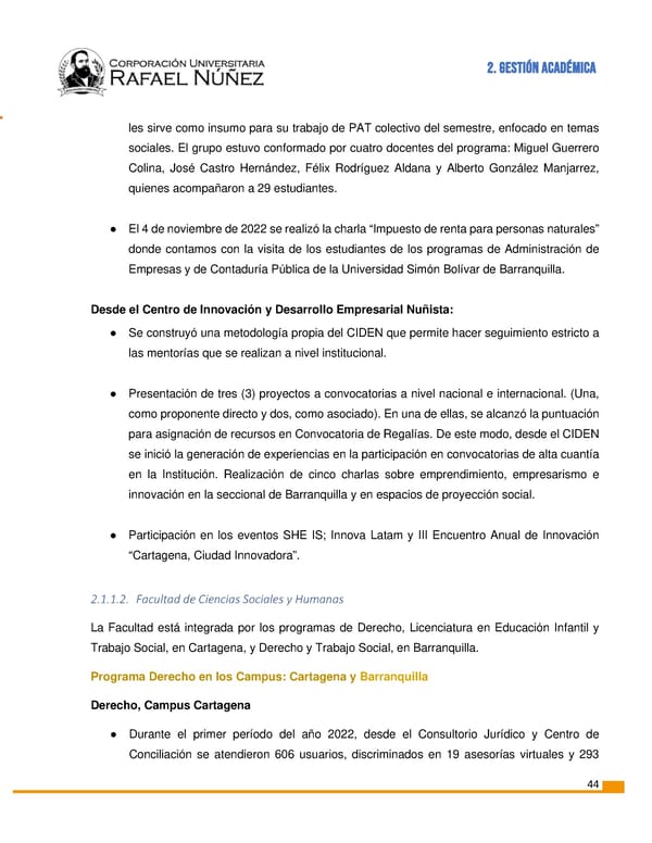 INFORME DE GESTION CURN 2022 - Page 45