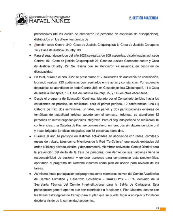 INFORME DE GESTION CURN 2022 - Page 46