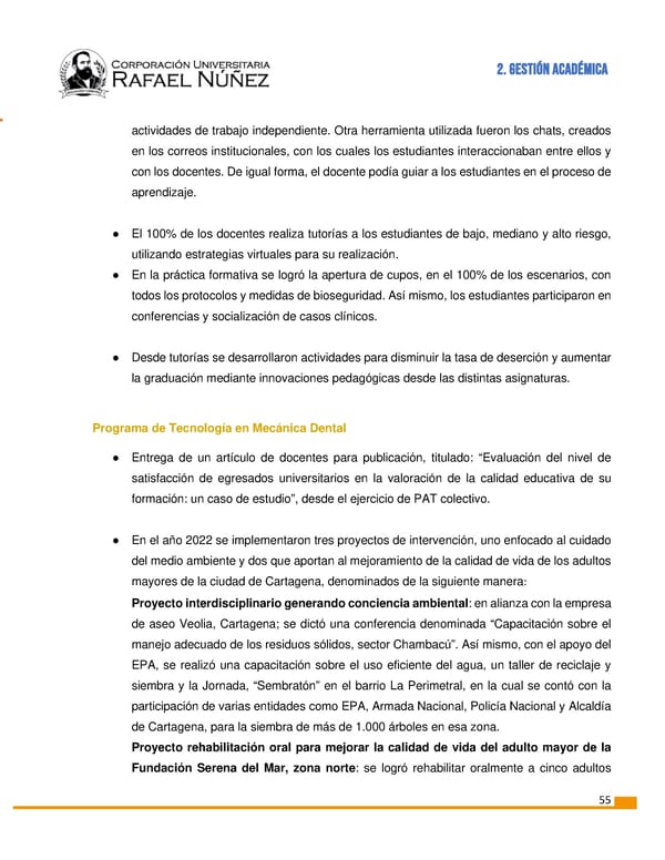 INFORME DE GESTION CURN 2022 - Page 56