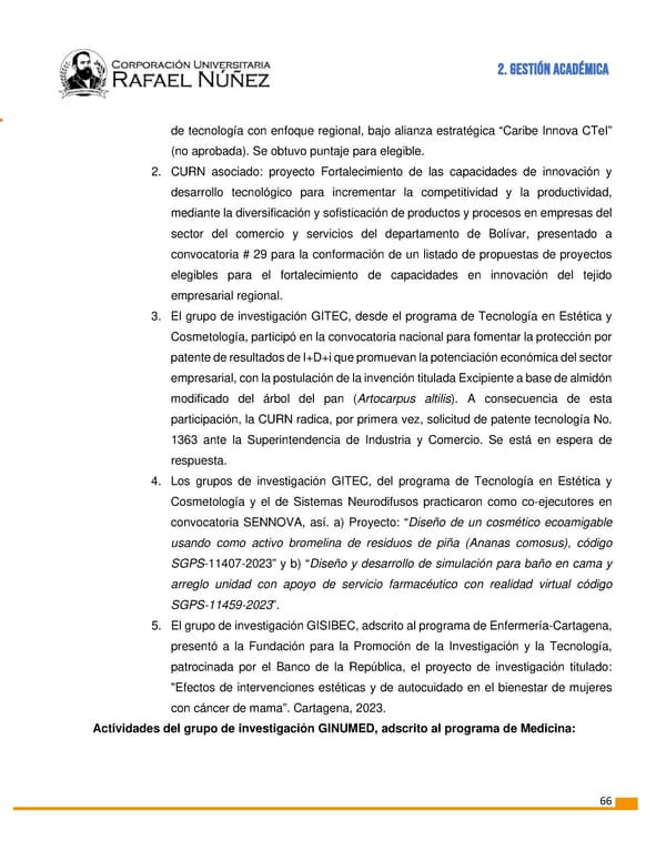 INFORME DE GESTION CURN 2022 - Page 67