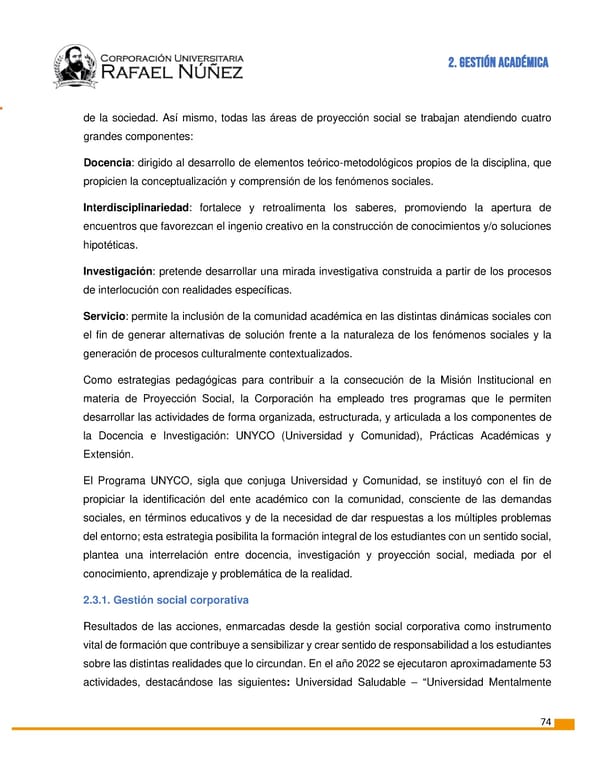 INFORME DE GESTION CURN 2022 - Page 75