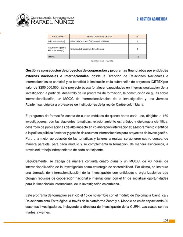 INFORME DE GESTION CURN 2022 - Page 105