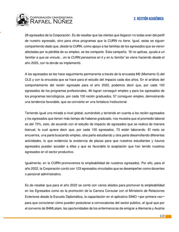 INFORME DE GESTION CURN 2022 - Page 114