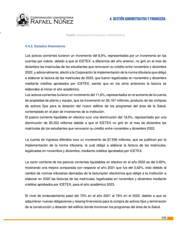 INFORME DE GESTION CURN 2022 - Page 146