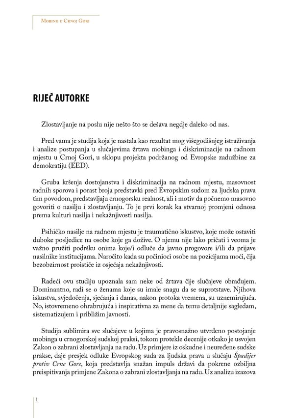 Mobbing and gender based discrimination in Montenegro by Irena Radovic - Page 12