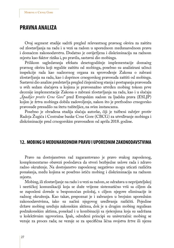 Mobbing and gender based discrimination in Montenegro by Irena Radovic - Page 38