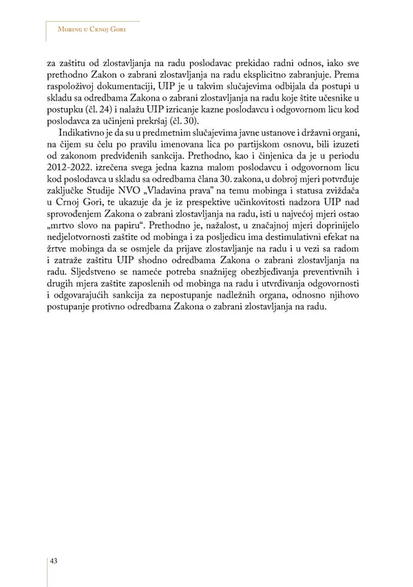 Mobbing and gender based discrimination in Montenegro by Irena Radovic - Page 54