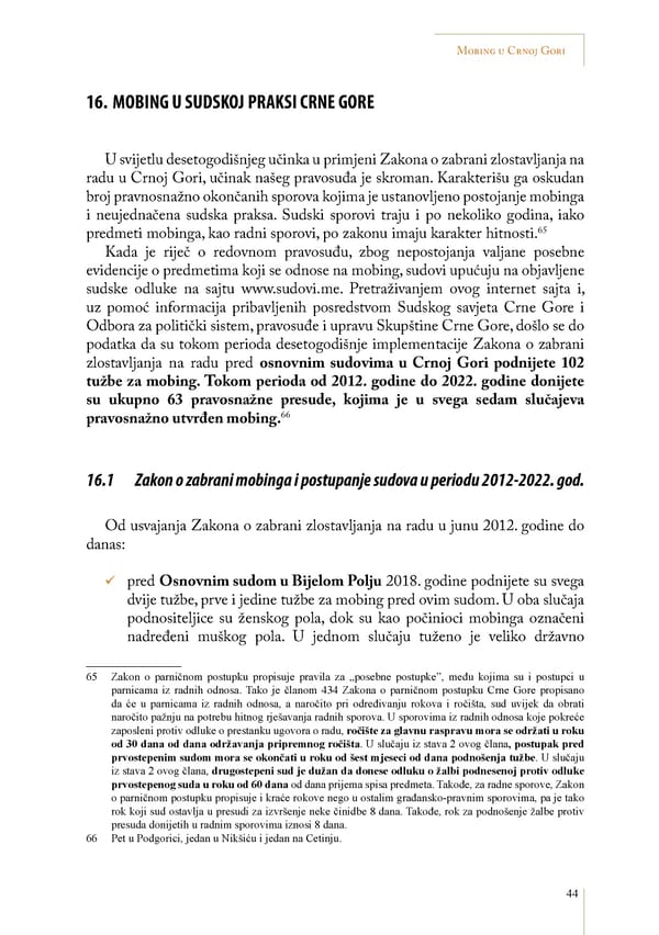 Mobbing and gender based discrimination in Montenegro by Irena Radovic - Page 55