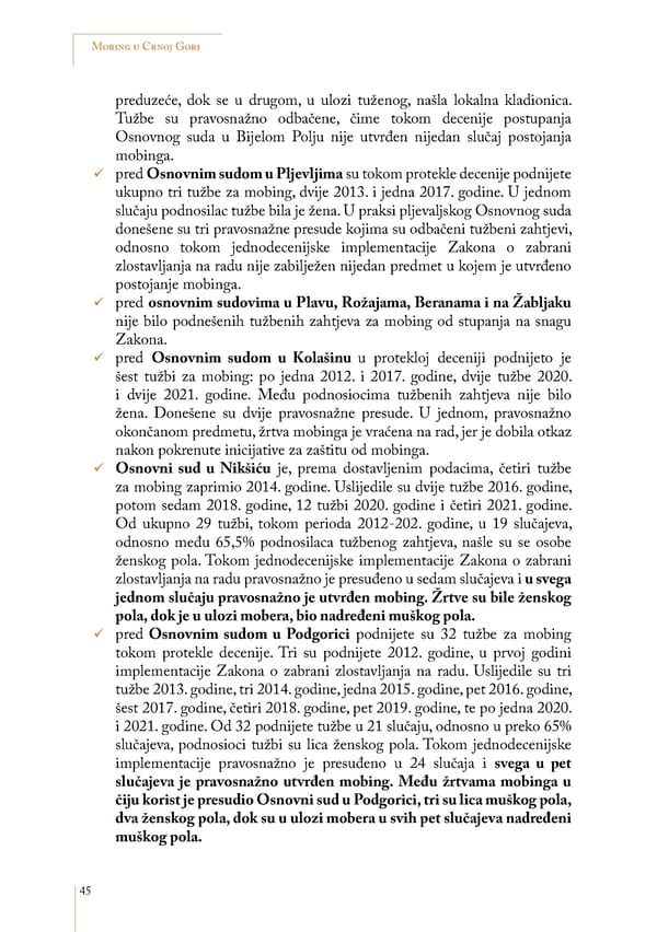 Mobbing and gender based discrimination in Montenegro by Irena Radovic - Page 56