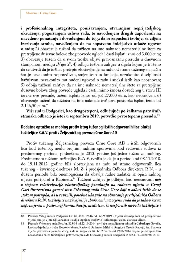 Mobbing and gender based discrimination in Montenegro by Irena Radovic - Page 68