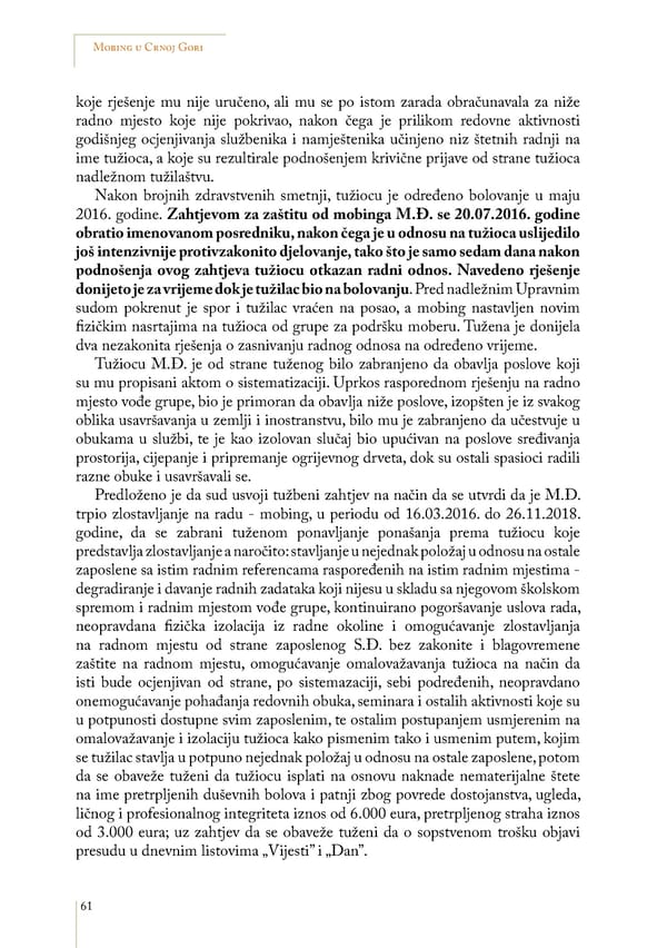 Mobbing and gender based discrimination in Montenegro by Irena Radovic - Page 72